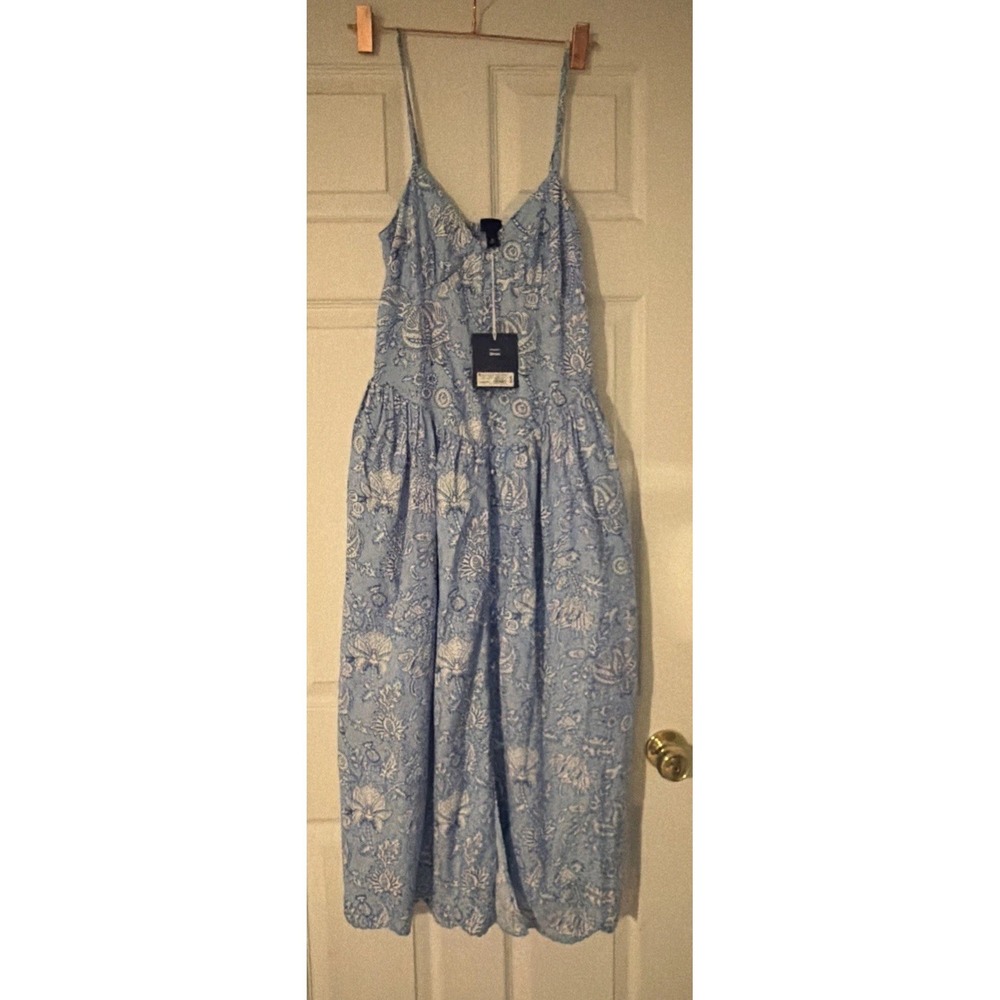 Women's Floral Vines Drop Waist Midi A-Line Dress Blue - Roller Rabbit XS Pocket